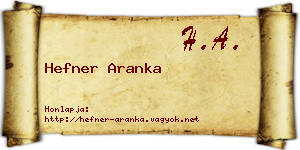 Hefner Aranka névjegykártya